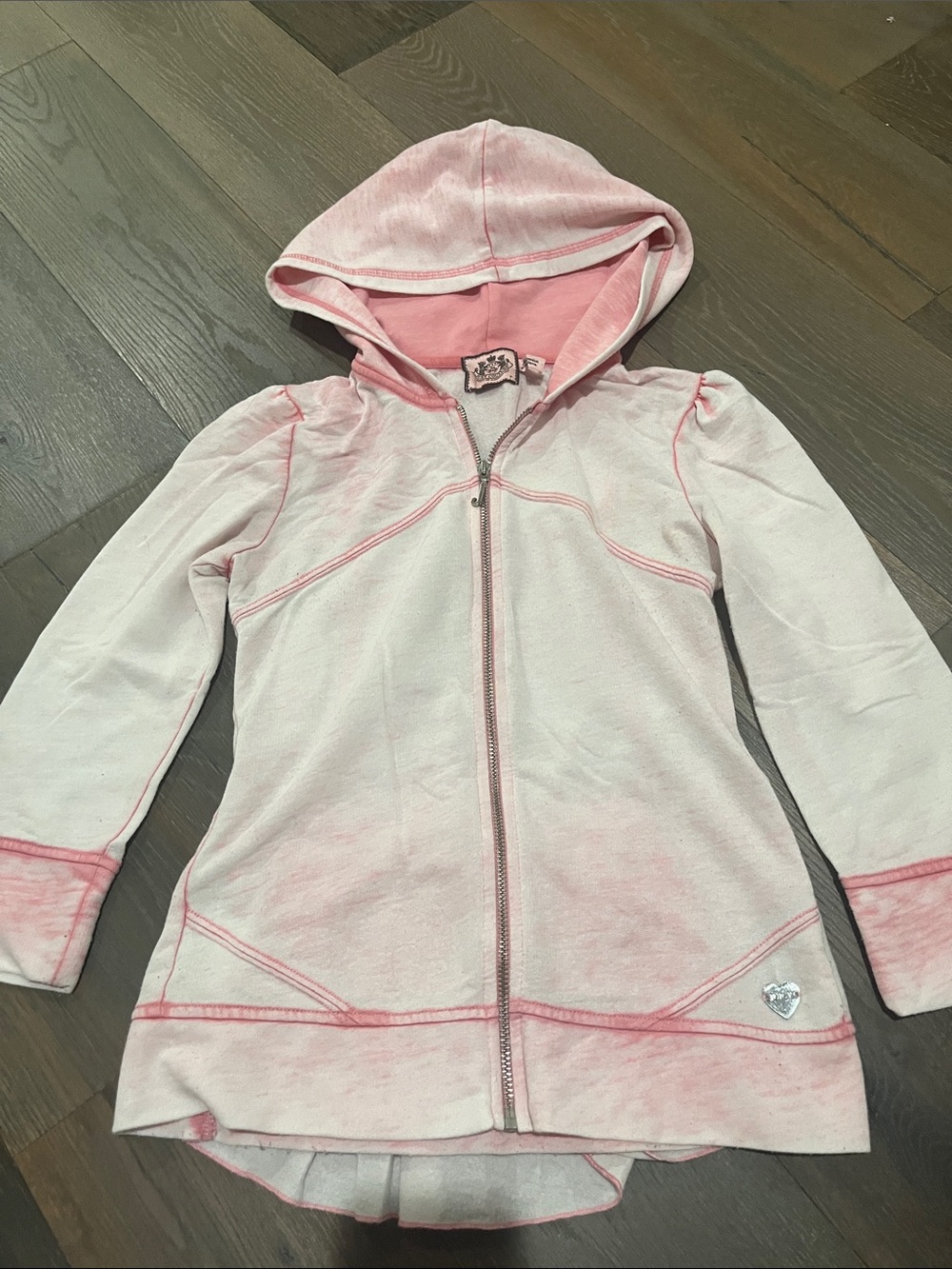 Juicy Couture Girls Two-Tone Pink Hooded Zip Jacket